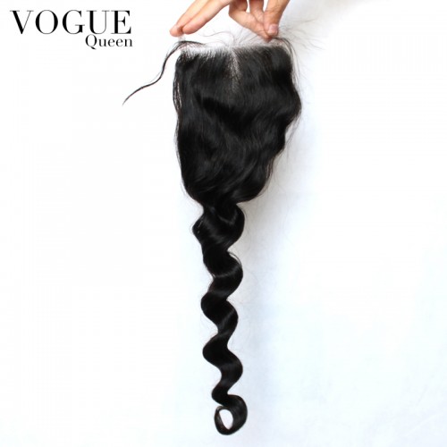 Brazilian Virgin Hair Loose Wave 4x4 Lace Closure With Baby Hair,Bleached Knots